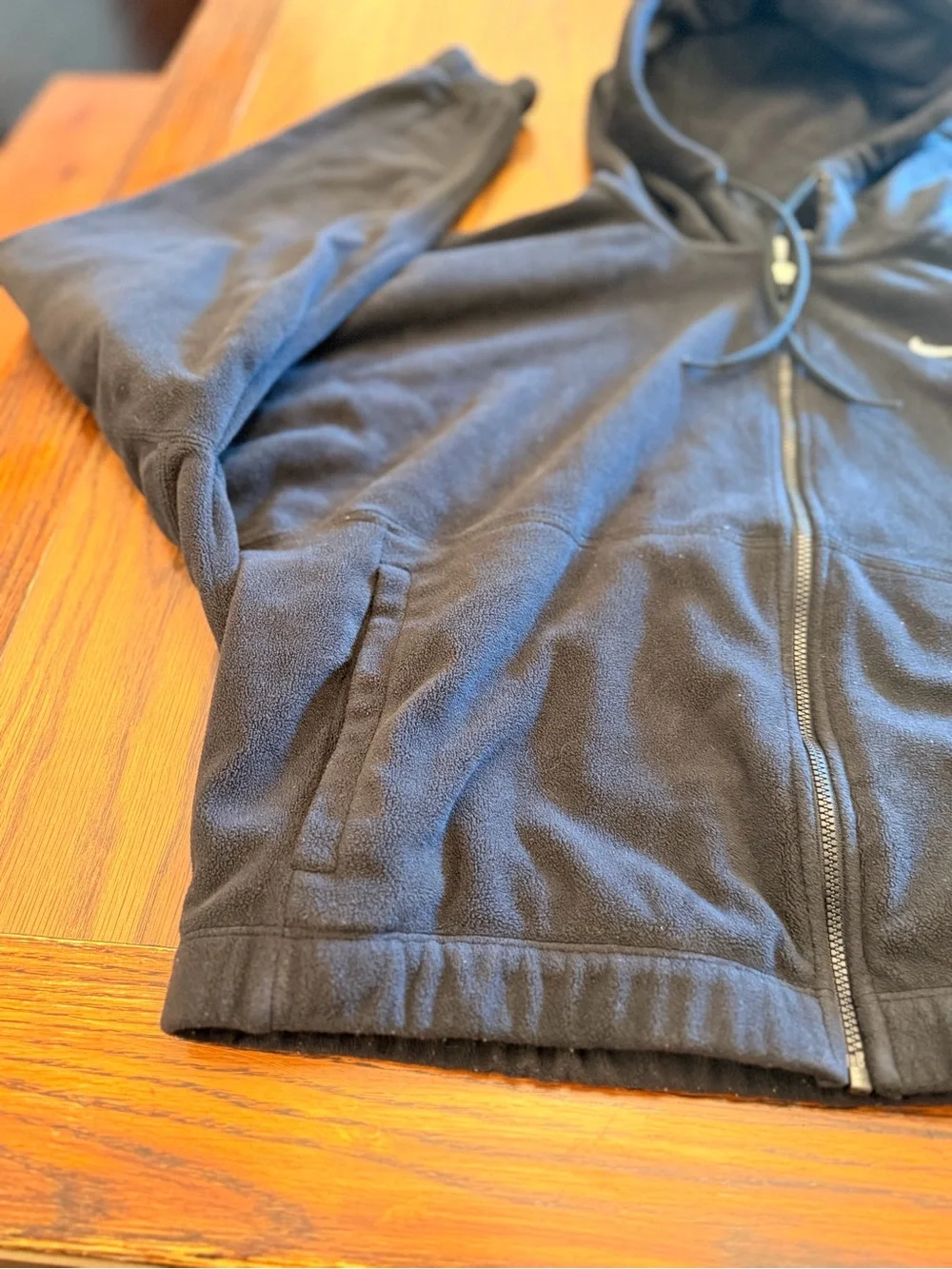 Nike Black Therma-FIT Fleece Hoodie with White Swoosh Tag